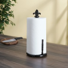Home Basics Cast Iron Fleur De Lis Free Standing Paper Towel Holder HOBA2555